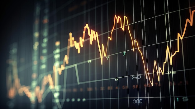 Grafici finanziari sul mercato commerciale dello schermo digitale e sul concetto economico