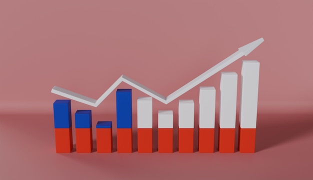 Grafico a barre della bandiera del Cile Grafico con valori crescenti su sfondo di colore pastello