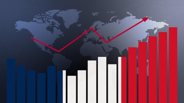 Grafico a barre della Francia con alti e bassi in aumento dei valori