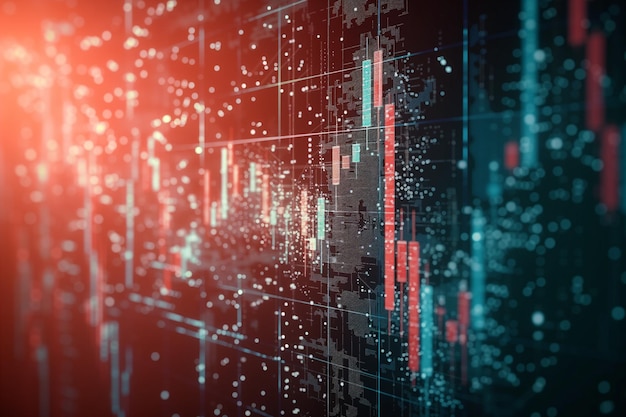 Grafico a candela finanziaria astratto per l'analisi del mercato