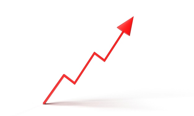 Grafico a frecce a gradiente arancione rosso grafico aziendale azioni finanziarie investimenti economia crescita azioni