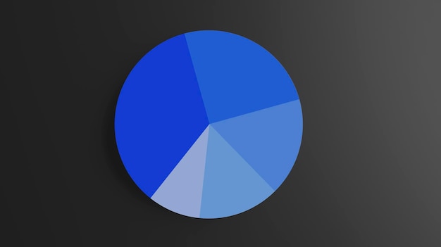 Grafico a torta vuoto a cinque pezzi su sfondo scuro