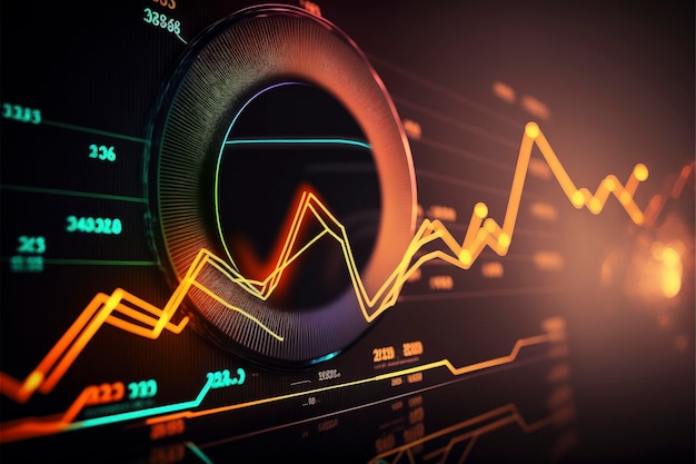 Grafico al neon grafico a candela grafico grafico azionario mondiale grafico di investimento trading azionario Ai generativo