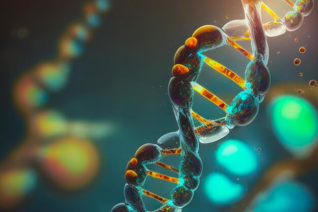 Grafico che mostra l'elica del DNA umano nel liquido corporeo