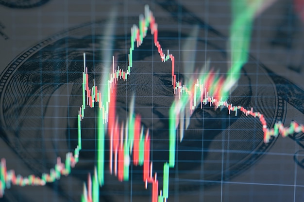 Grafico del grafico del bastone della candela del commercio di investimento del mercato azionario, della progettazione di massima della borsa valori e dello sfondo.