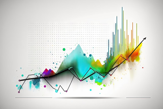 Grafico del grafico del mercato azionario degli investimenti con sfondo bianco