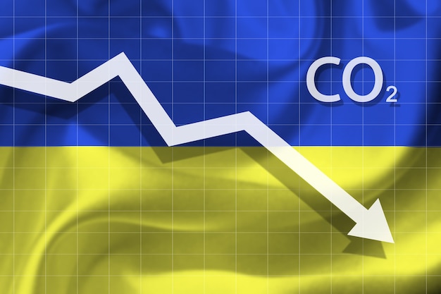 Grafico del livello di declino dell'inquinamento atmosferico con anidride carbonica in Ucraina