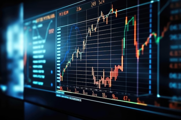 Grafico del mercato azionario finanziario sullo schermo digitale