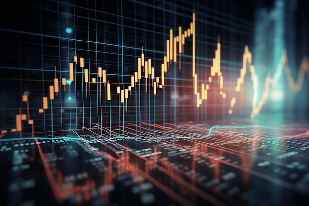 Grafico del mercato azionario o concetto di grafico commerciale IA generativa