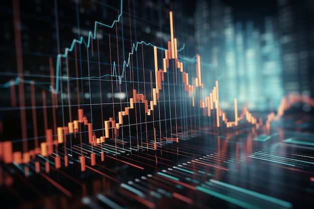 Grafico del mercato azionario o concetto di grafico commerciale IA generativa