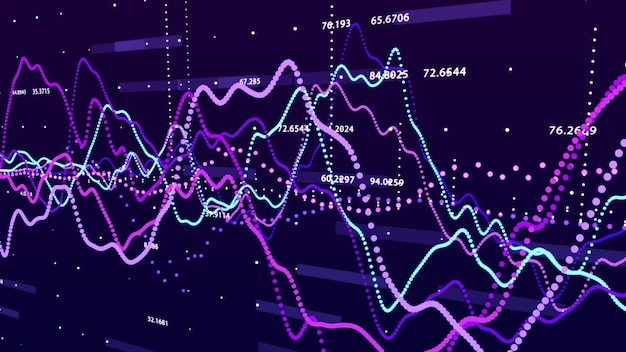 Grafico del mercato azionario Rendering 3d del concetto di grafico degli investimenti per la visualizzazione dei dati di grandi dimensioni