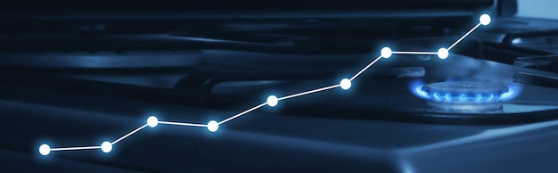 Grafico della fiamma e della crescita del gas Prezzi del gas