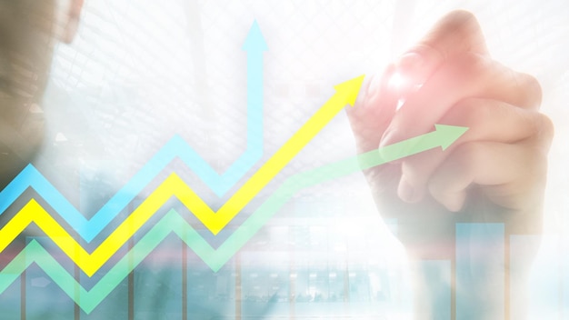 Grafico delle frecce di crescita finanziaria Investimento e concetto di trading