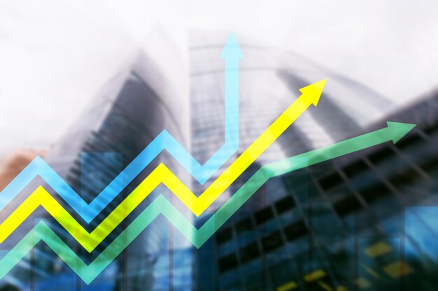 Grafico delle frecce di crescita finanziaria Investimento e concetto di trading