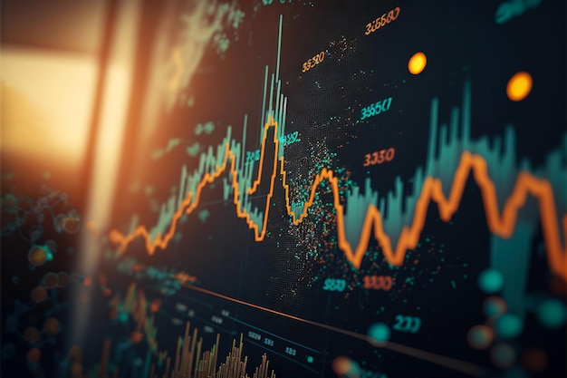 Grafico di big data Rappresentazione di dati complessi Schermata di informazioni HUD futuristica IA generativa