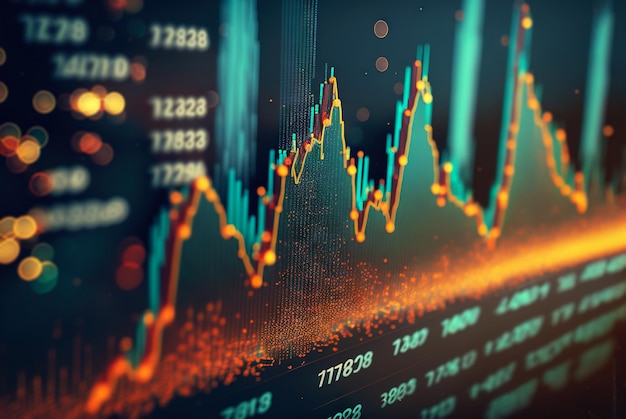 Grafico di big data Rappresentazione di dati complessi Schermata di informazioni HUD futuristica IA generativa