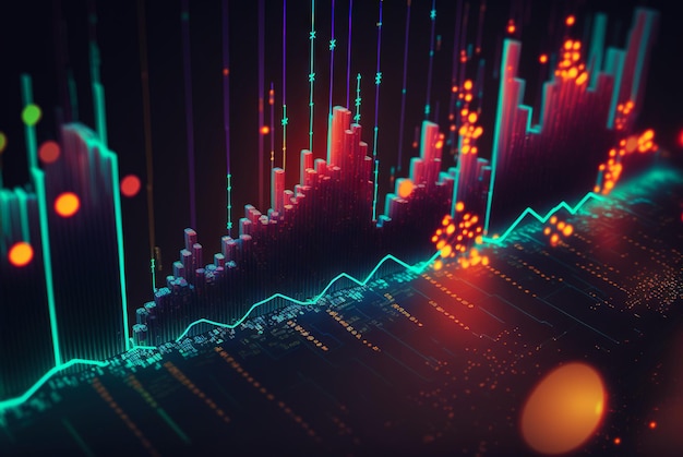 Grafico di big data Rappresentazione di dati complessi Schermata di informazioni HUD futuristica IA generativa