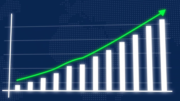 Grafico di crescita del business Grafico in aumento e freccia di successo