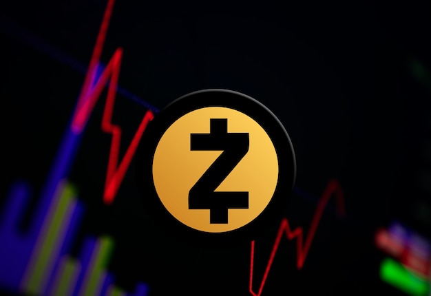 Grafico di crescita della moneta Zcash ZEC Cryptocurrency sul grafico di scambio