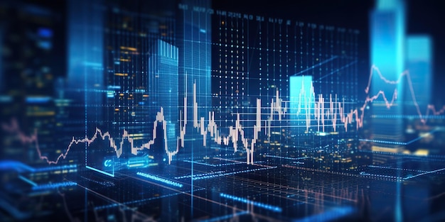 Grafico di crescita forex del mercato azionario di AI Generative Finance generato dall'intelligenza artificiale