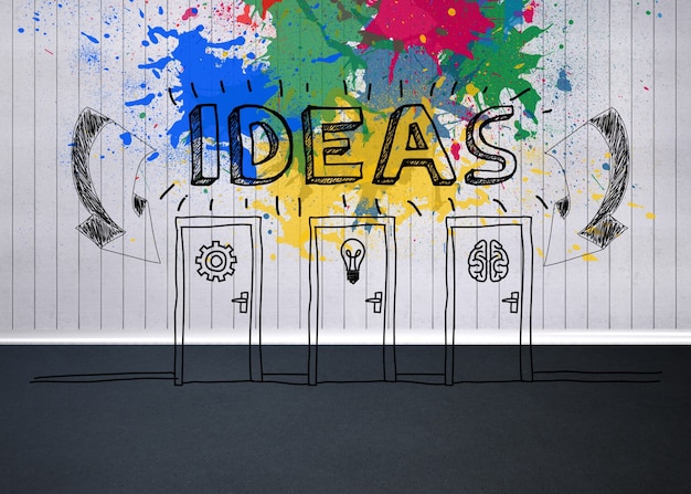 Grafico di idea colorato nella stanza vuota