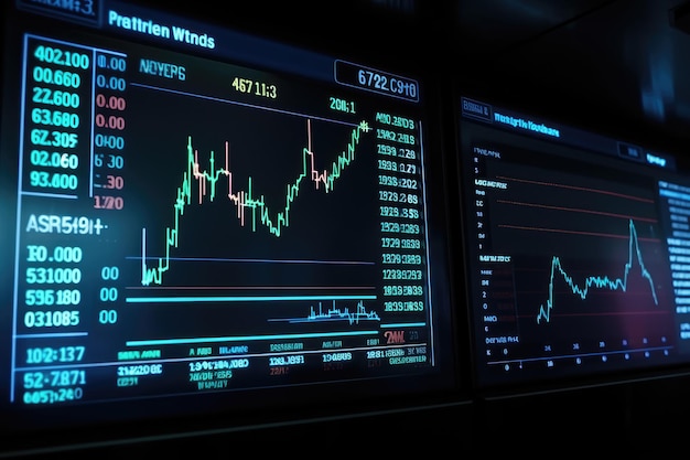 Grafico di negoziazione del mercato azionario finanziario e grafico a candela adatto al concetto di investimento finanziario