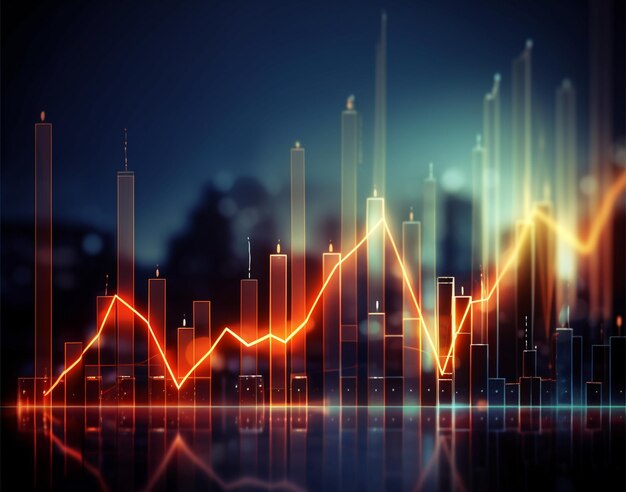 Grafico digitale aziendale nel mercato azionario creato con la tecnologia Generative AI