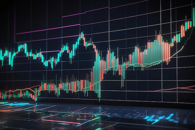 Grafico digitale del mercato azionario sul concetto di display LED