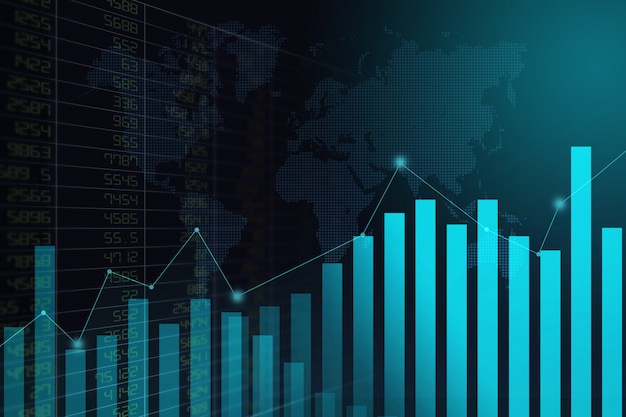 Grafico finanziario del mercato azionario su fondo astratto