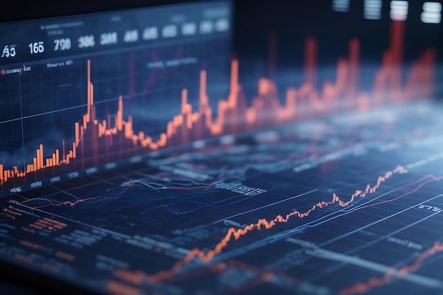 grafico finanziario sfondo della tecnologia di trasformazione digitale crescita aziendale stock di valuta e economia degli investimenti