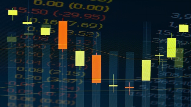 grafico finanziario sullo schermo digitale grafico dei dati del mercato azionario sullo schermo digitale