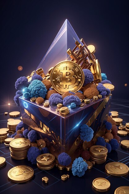 Grafico grafico della criptovaluta 3d etherium nft