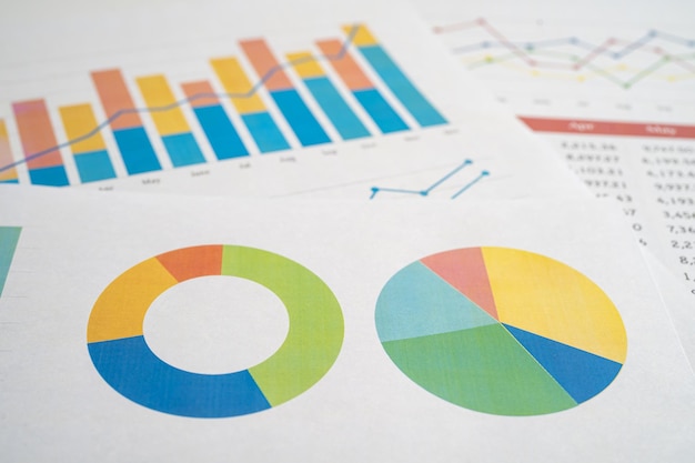 Grafico o carta millimetrata Statistiche sui conti finanziari e concetto di dati aziendali