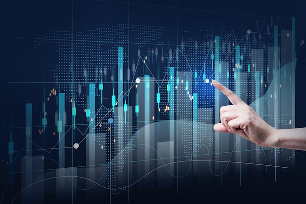 Grafico olografico con tassi e indicatori in aumento Concetto di crescita aziendale avvio di successo ad alta redditività