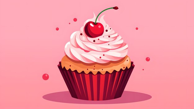 Grafico stravagante di un cupcake con una ciliegina in cima ai generativi