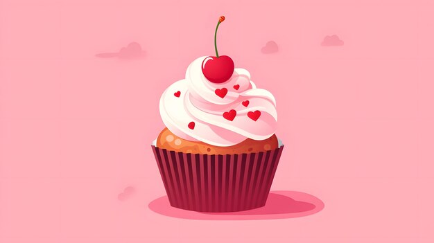 Grafico stravagante di un cupcake con una ciliegina in cima ai generativi