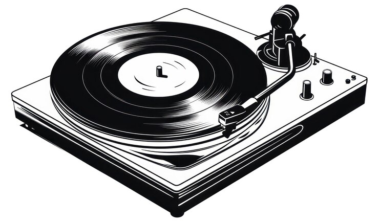 Foto gramofono elettronico nero in vinile png