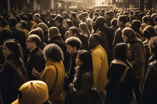 gran numero di persone su una strada trafficata in una città frenetica