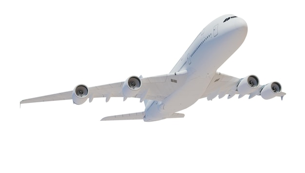 Grande aereo passeggeri isolato su sfondo trasparente rendering 3d