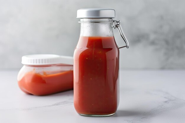 Grande barattolo di ketchup con bottiglia da spremere per un facile accesso