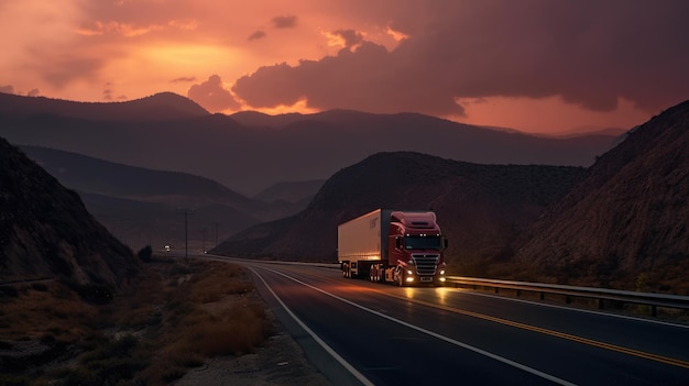 Grande bel camion semi sulla strada