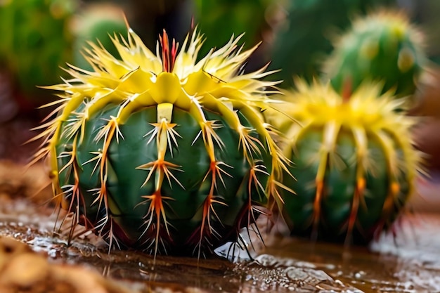 Grande cactus spinoso isolato su sfondo bianco Close Up Top view