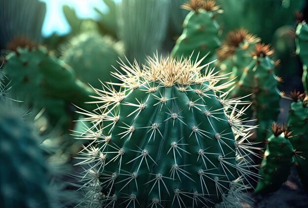 Grande cactus verde con spine all'aperto nel deserto