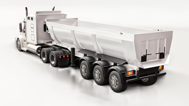 Grande camion americano bianco su un'illustrazione 3d del fondo grigio