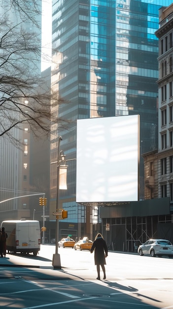 Grande cartellone pubblicitario bianco paesaggio urbano