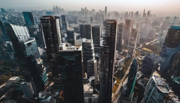 Grande città nel cielo blu