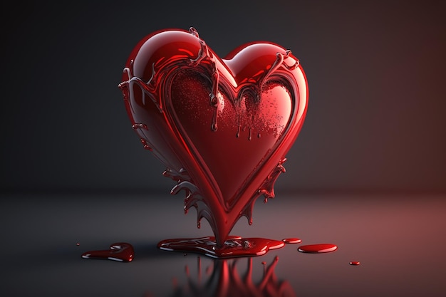 Grande cuore rosso per il concetto di regalo d'amore di San Valentino su uno sfondo scuro AI generato