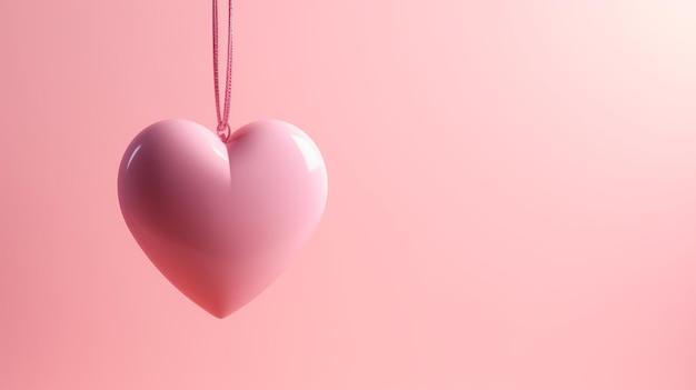 Grande cuore solitario su uno sfondo rosa chiaro generazione di IA