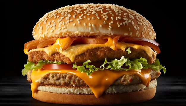 grande doppio cheeseburger cheddar con pollo.