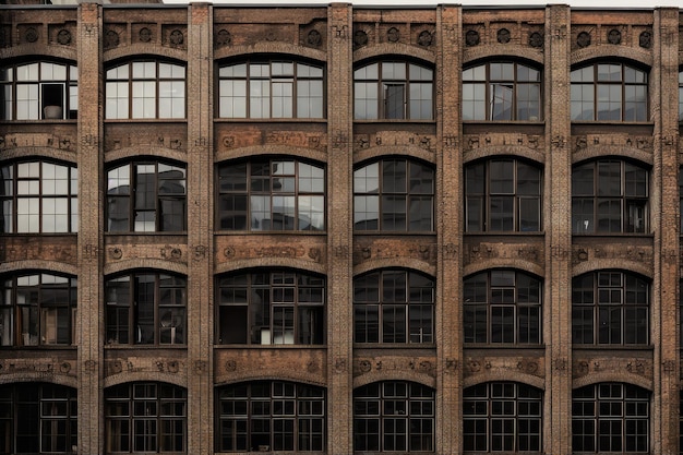 Grande edificio con trame e materiali visibili attraverso le finestre